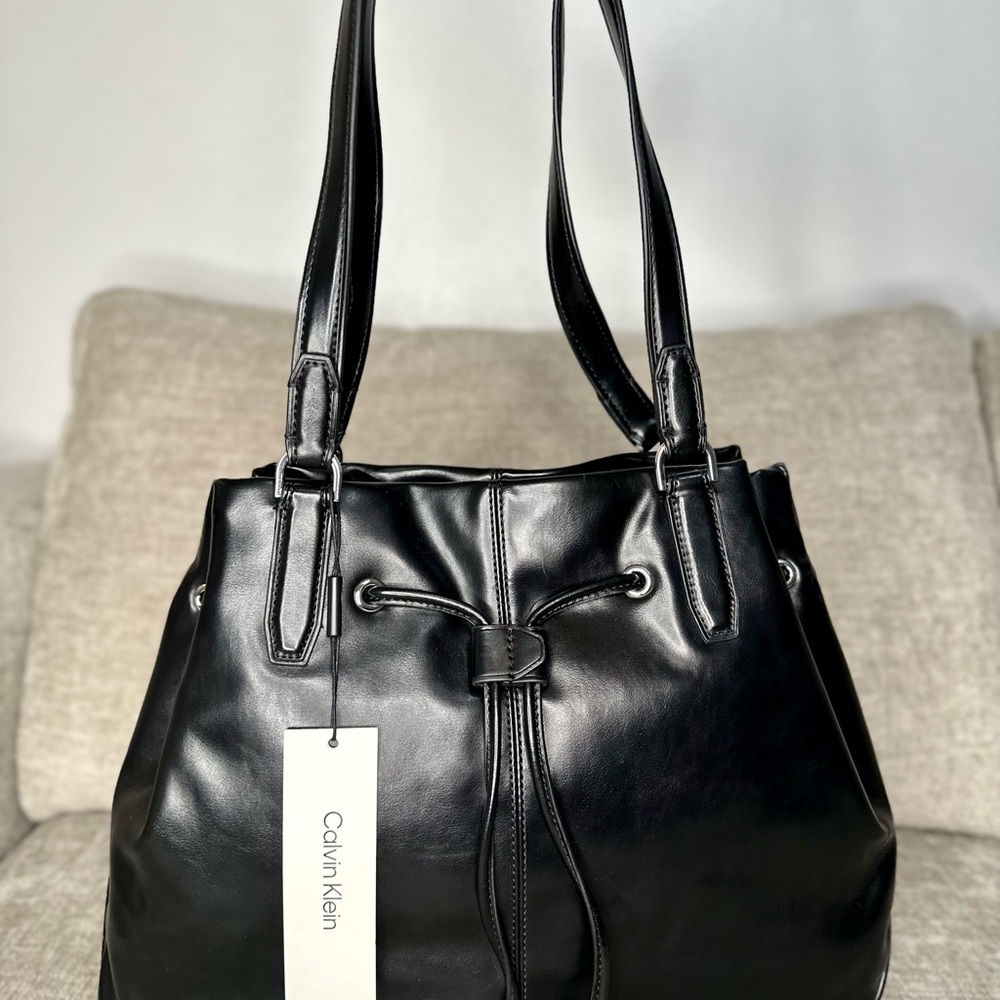 Calvin Klein Black Drawstring Shoulder Bag